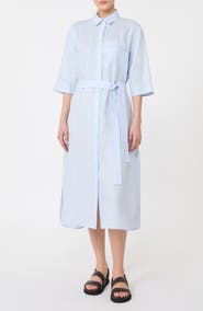 MM by Max Mara Tabella Belted Linen Shirtdress