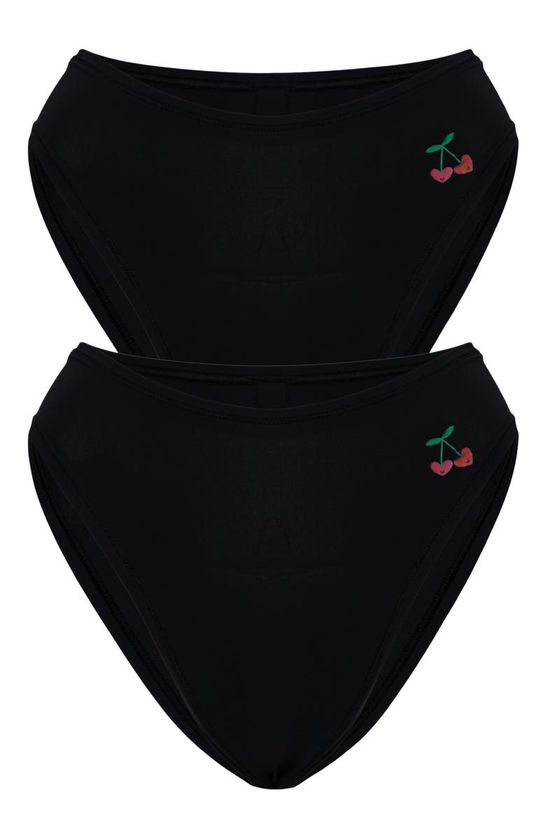 Cheeky Cherry 2-Pack Leakproof Everyday Liner Ultra Smooth Very Cheeky Brief, Alternate, color, Onyx/Onyx