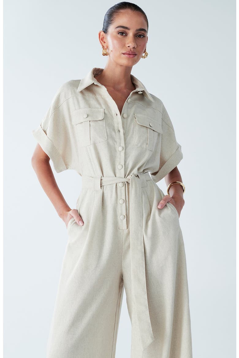Ara Linen Jumpsuit, Alternate, color, Oat