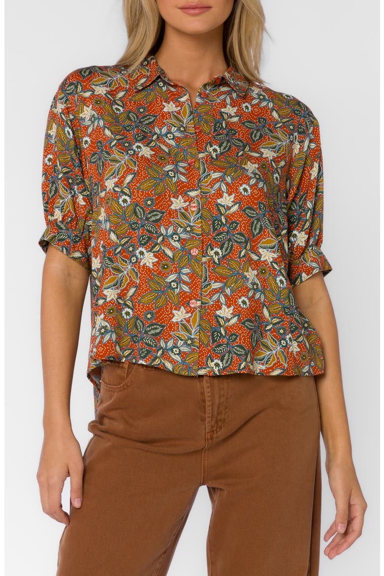 Pippen Three-Quarter Sleeve Button-Up Shirt, Main, color, COPPER DOT