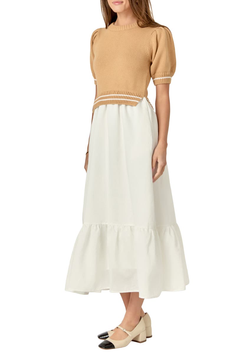 English Factory Mixed Media Midi Dress, Alternate, color,