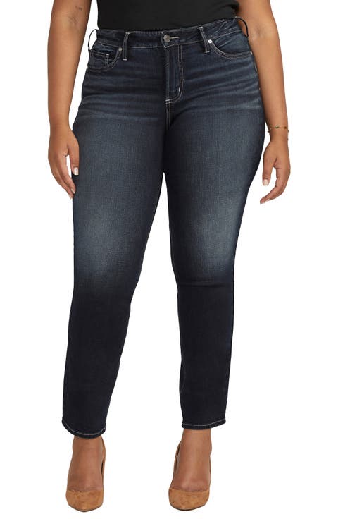 Suki Curvy Fit Mid Rise Slim Straight Leg Jeans (Plus Size)