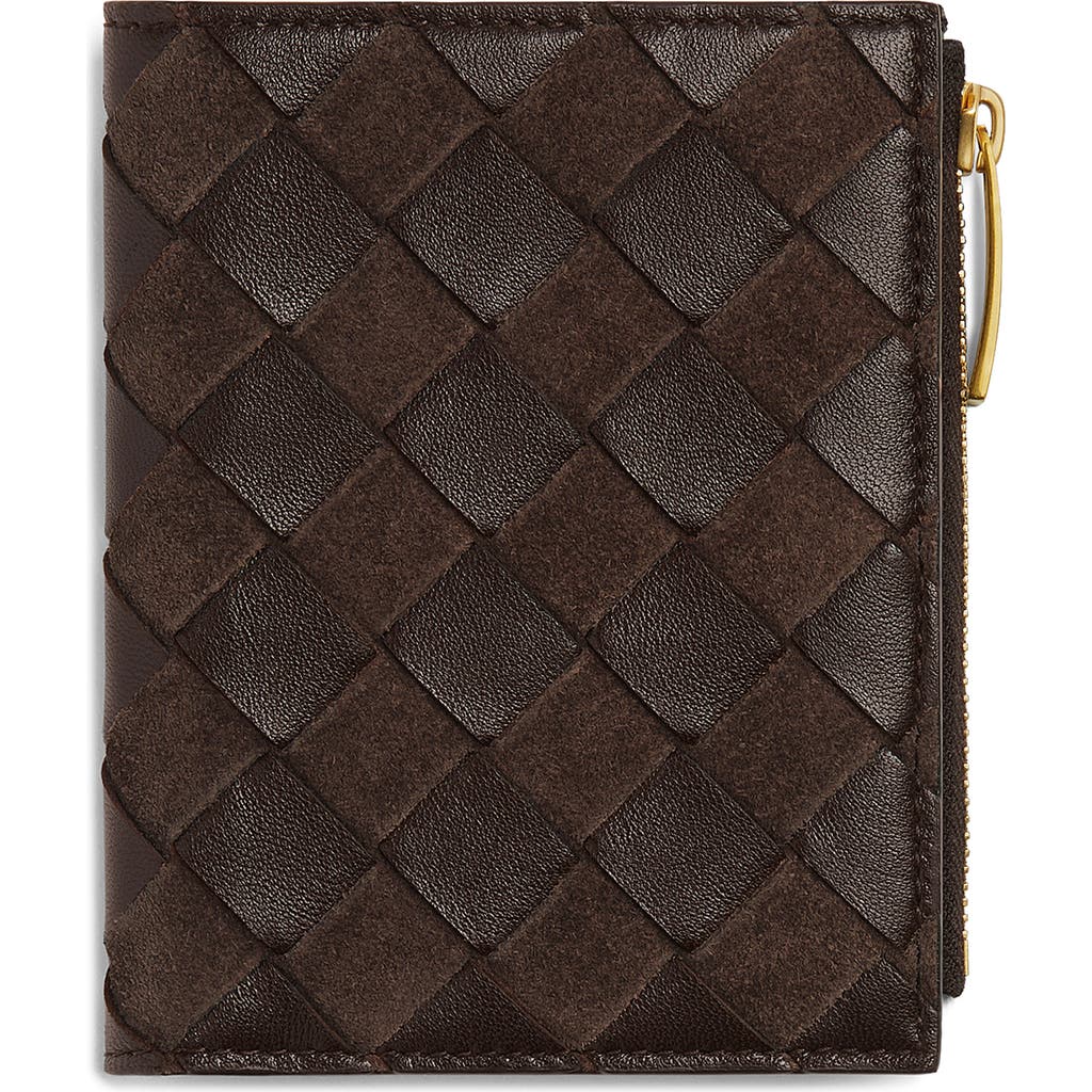 Bottega Veneta Intrecciato Small Bi-fold Wallet In Brown