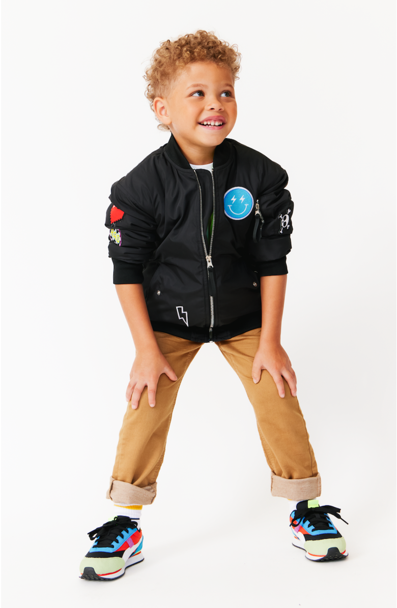 Little Chicken Kids' Patched Nylon Bomber Jacket, Alternate, color, 