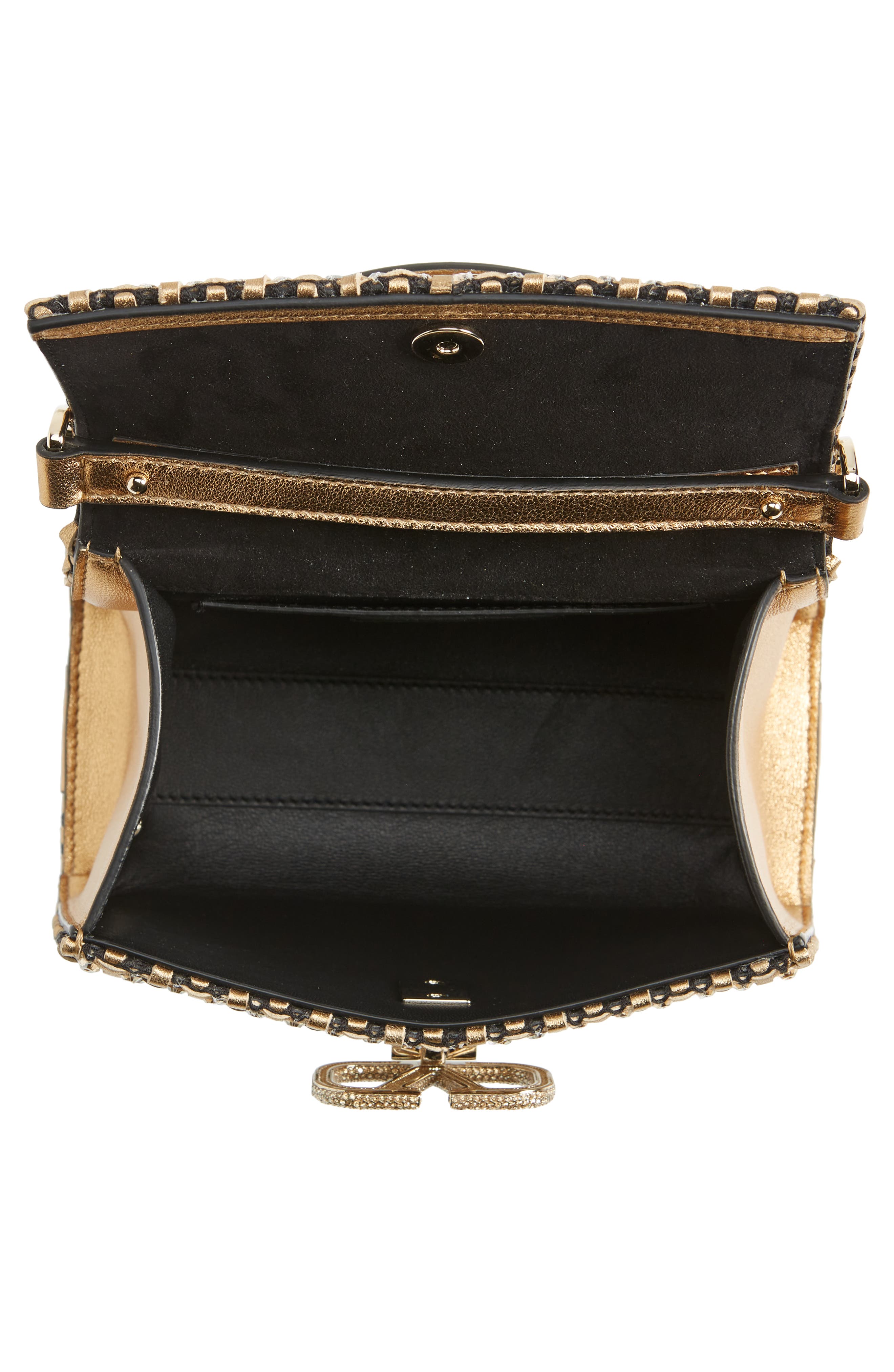 Valentino Garavani Mini VSling Sequin Embellished Woven Metallic Leather Top Handle Bag, Alternate, color, 