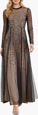 Needle & Thread Sequin Cascade Round Neck Gown