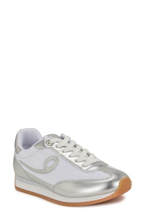 Nine West Fivo Sneaker In White/silver