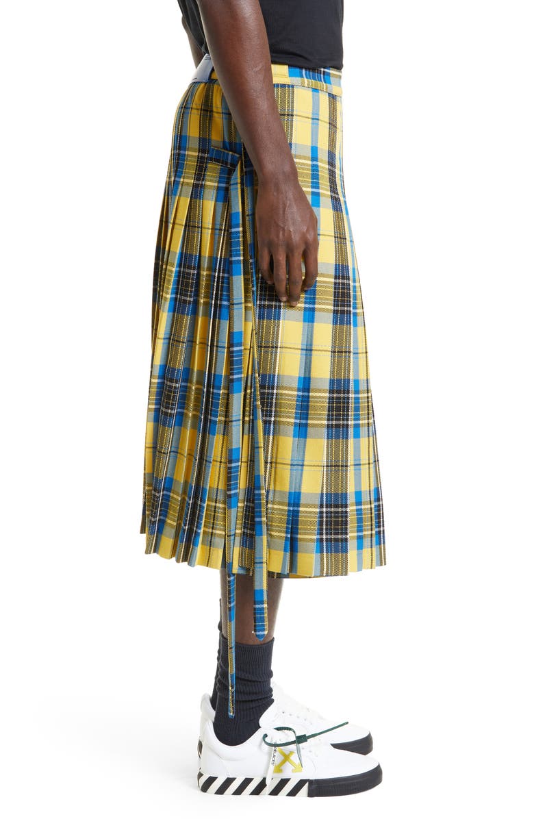 Off-White Gender Inclusive Double Buckle Plaid Wool Kilt, Alternate, color, 