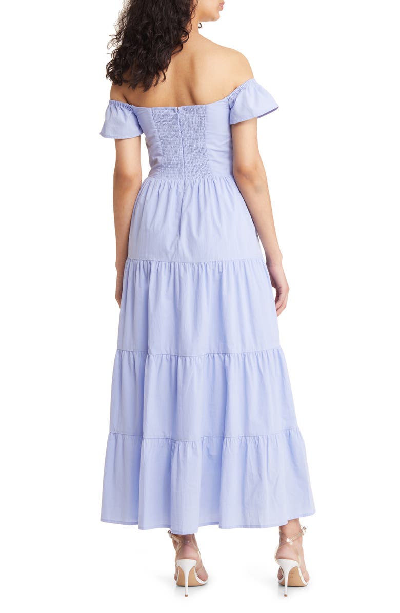 Charles Henry Off the Shoulder Tiered Cotton Dress, Alternate, color, 