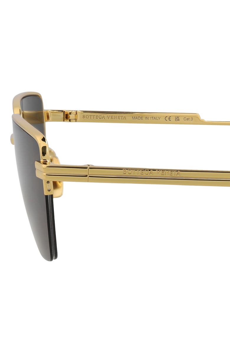 Bottega Veneta 57mm Rectangular Sunglasses, Alternate, color, Gold Gold Grey