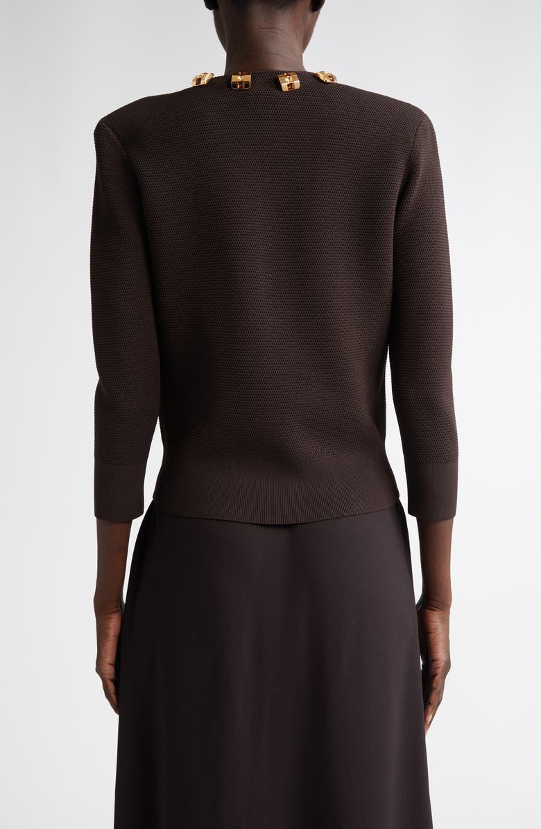 St. John Collection Studded Piqué Cardigan, Alternate, color, 