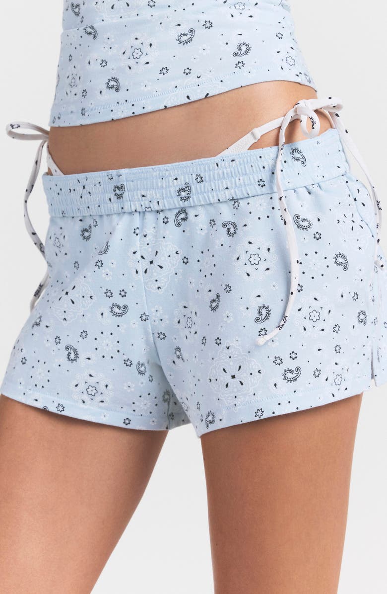 SKIMS Stretch Cotton Jersey Shorts, Alternate, color, Powder Blue Bandana