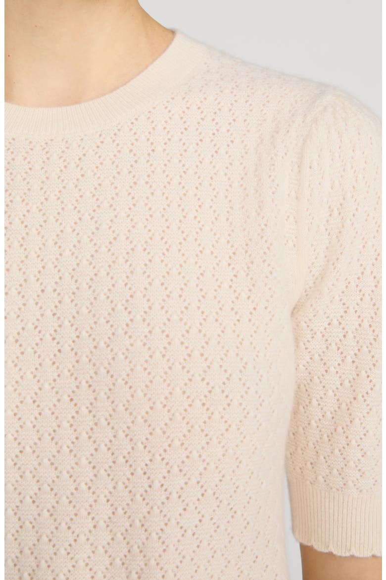 The Gathered Honeycomb Cashmere Sweater, Alternate, color, CREAM