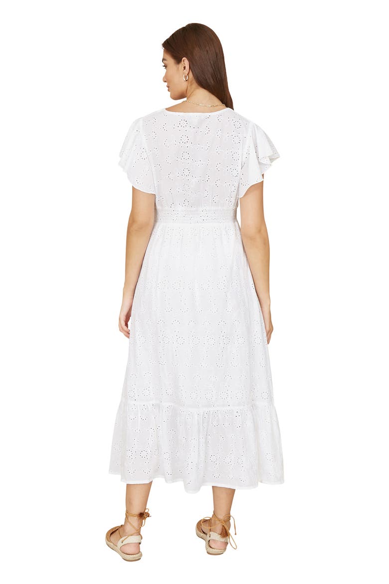 Cotton Broderie Anglaise Wrap Midi Dress, Alternate, color, White