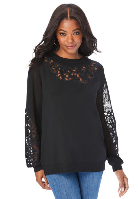 Plus Size Pullover Sweater With Cutout Detail