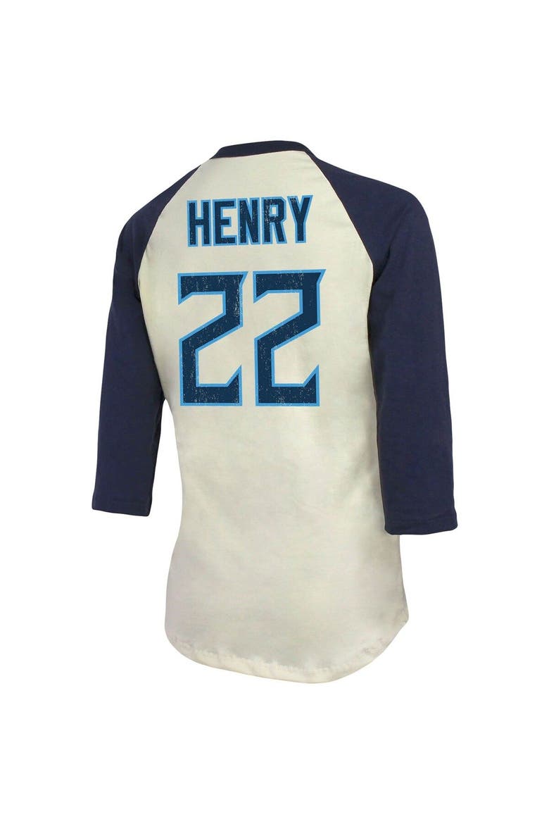 Women's Fanatics Branded Derrick Henry Cream/Navy Tennessee Titans Player Raglan Name & Number 3/4-Sleeve T-Shirt, Alternate, color, Cream
