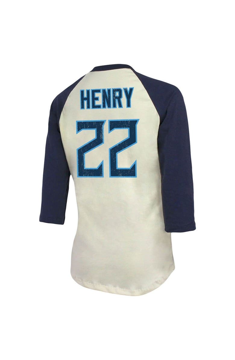 Majestic Threads Women's Fanatics Branded Derrick Henry Cream/Navy Tennessee Titans Player Raglan Name & Number 3/4-Sleeve T-Shirt, Alternate, color,