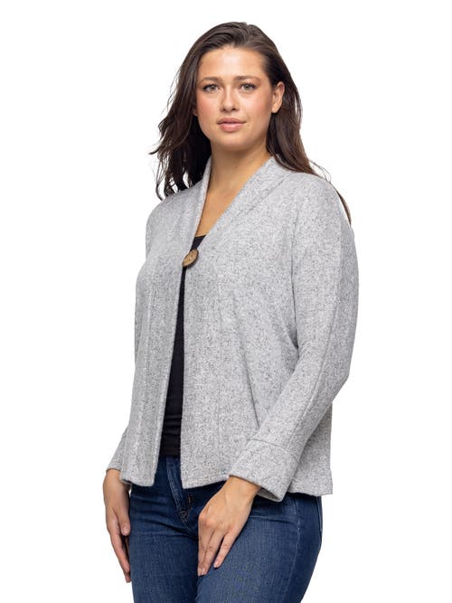 24seven Comfort Apparel Single Button Front Long Sleeve Womens Cardigan In Gray