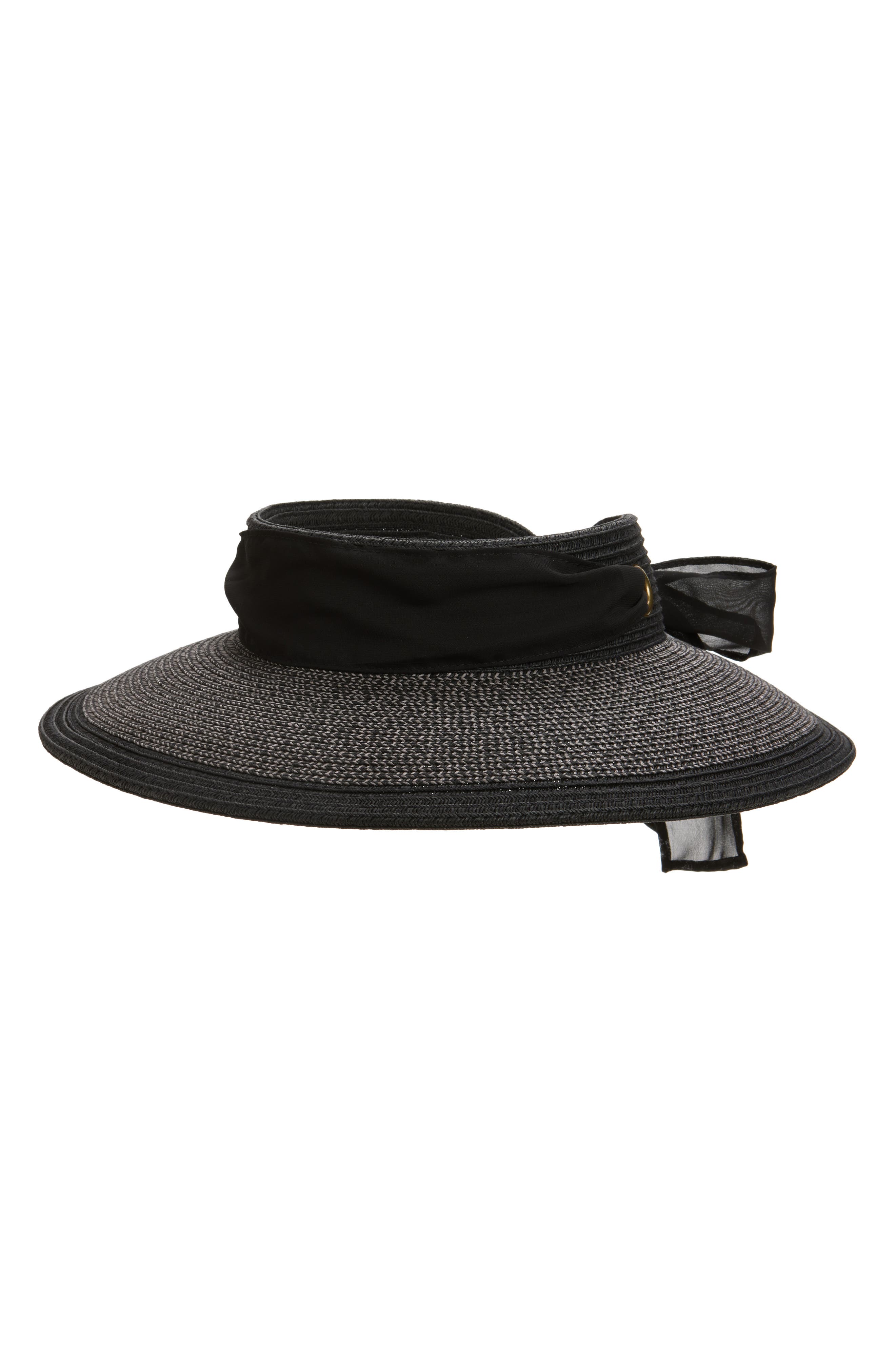 Vince Camuto Chiffon Tie Woven Straw Visor