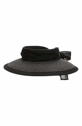 Vince Camuto Chiffon Tie Woven Straw Visor