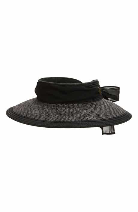 Vince Camuto Chiffon Tie Woven Straw Visor