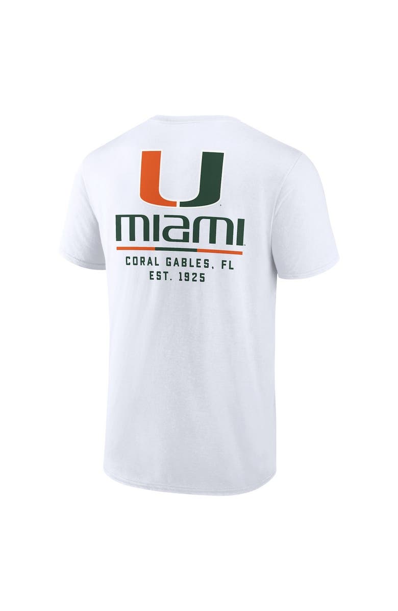 FANATICS Men's Fanatics Branded White Miami Hurricanes Game Day 2-Hit T-Shirt, Alternate, color,