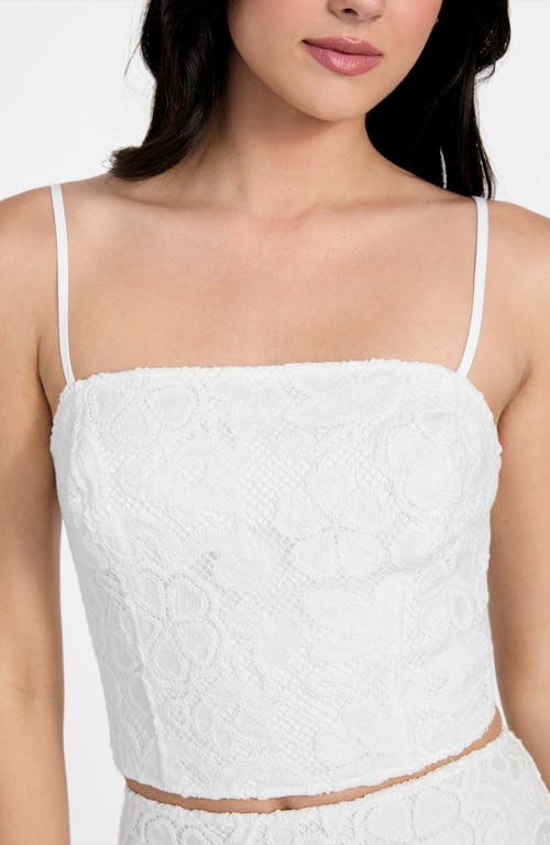 Guess Delilah Floral Embroidery Crop Top In White