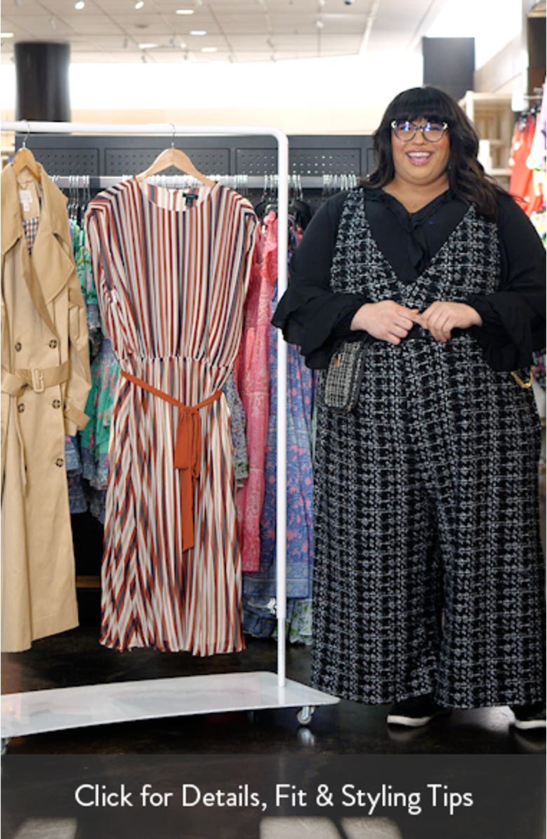 Brandy Street Stripe Pleated Belted Midi Dress, sales video thumbnail