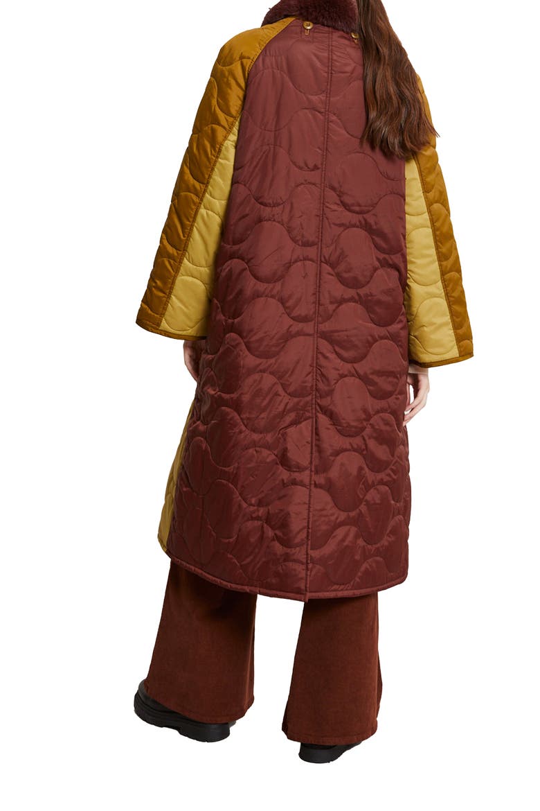 Quilted Long Puffer Jacket, Alternate, color, Brown