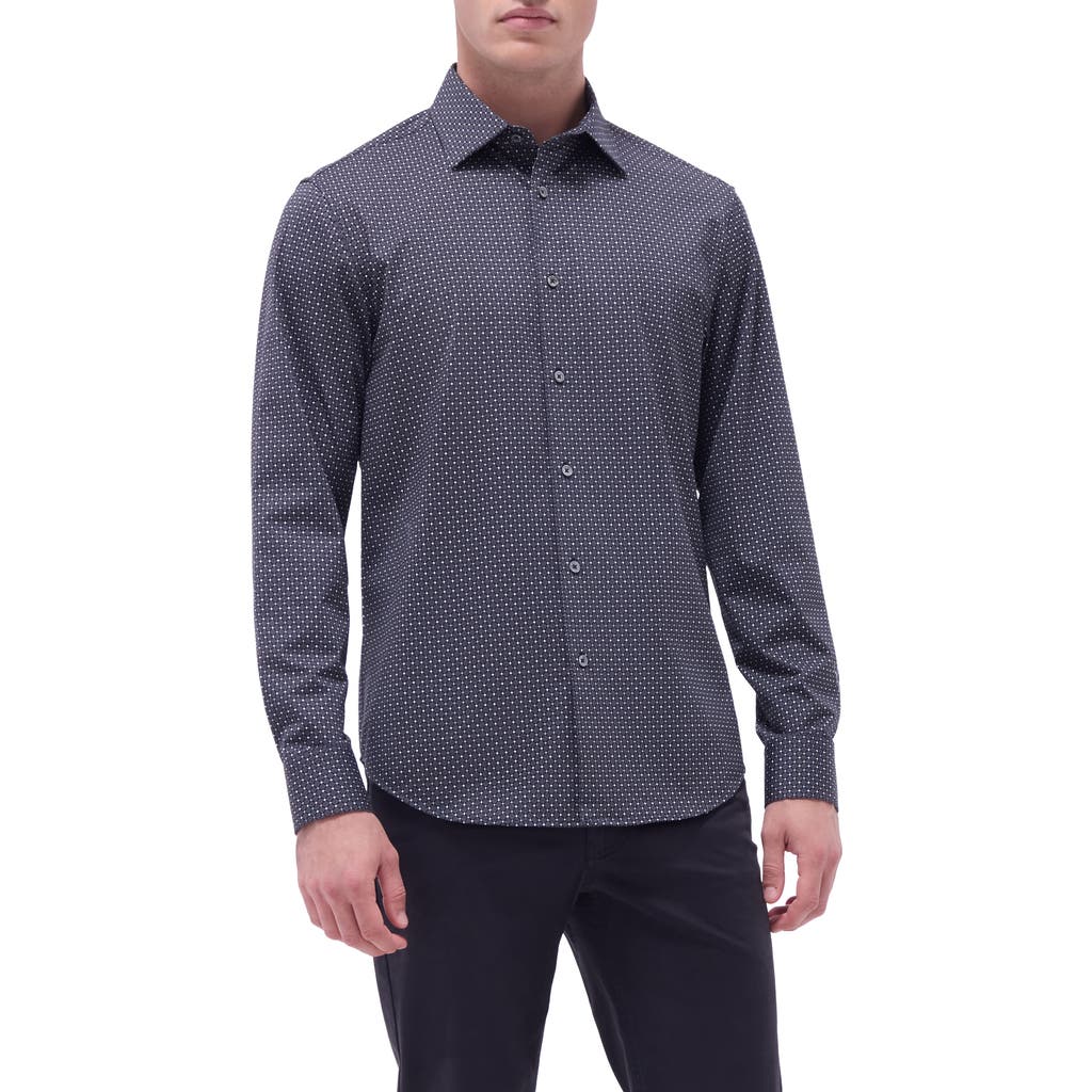 Bugatchi James Ooohcotton® Diamond Check Button-up Shirt In Black