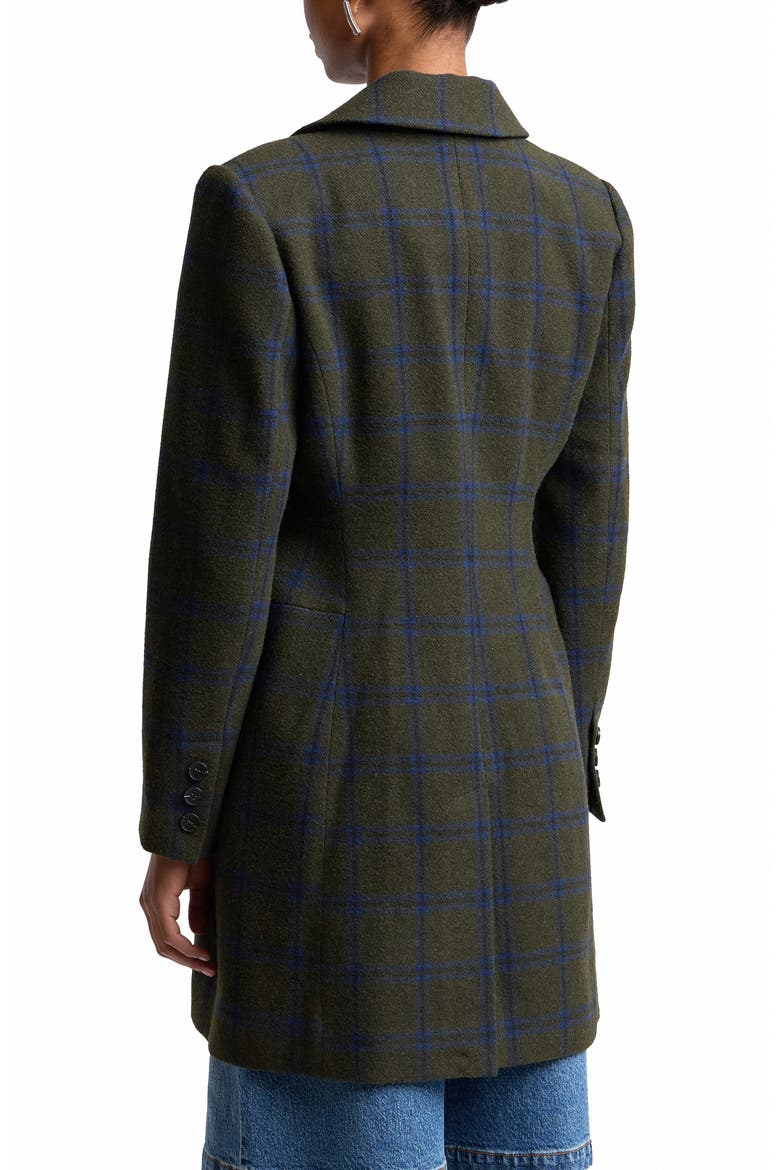 Sculpted Plaid Coat, Alternate, color, OLIVE-BLUE PLAID