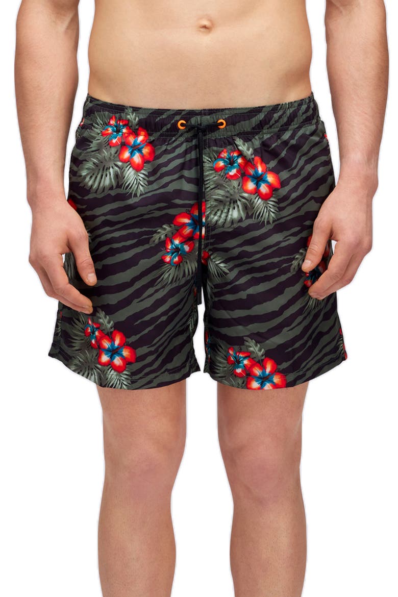 Floral Board Shorts, Main, color, THYME