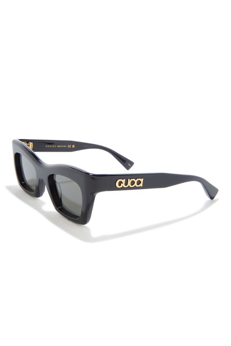 50mm Small Cat Eye Sunglasses, Alternate, color, BLACK BLACK GREY