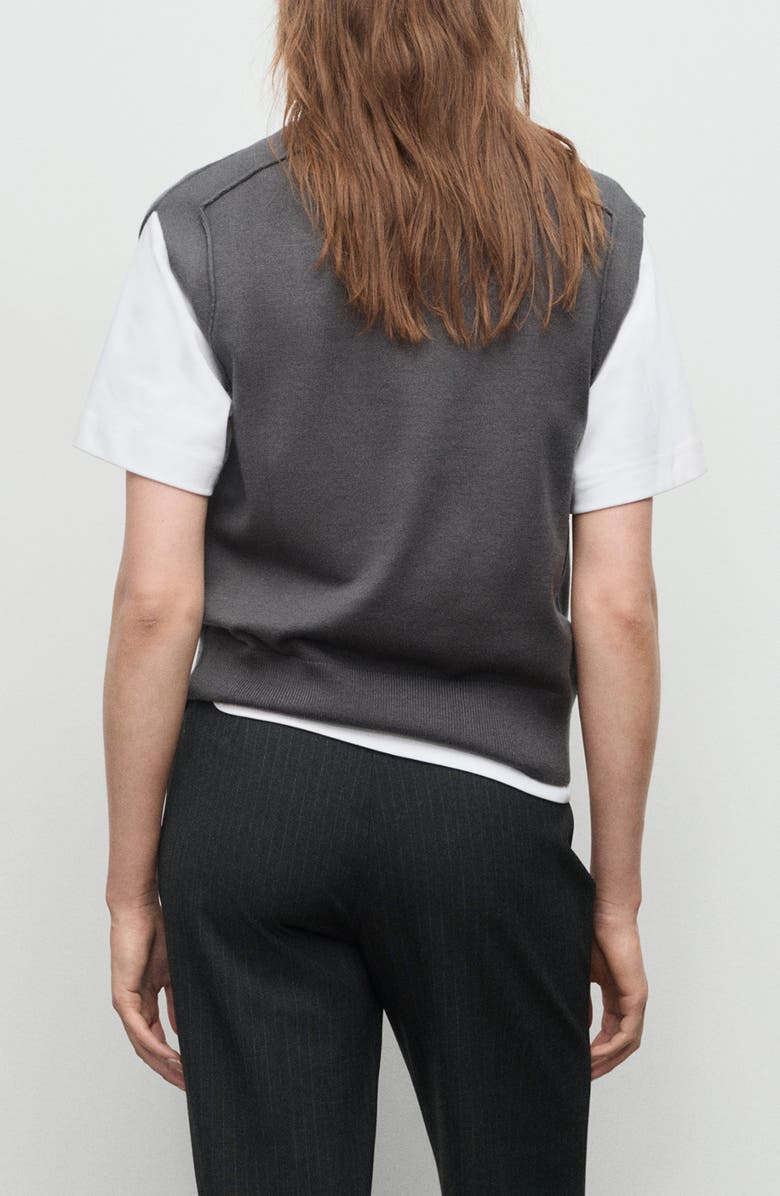 MANGO Seam Detail Sweater Vest, Alternate, color, Charcoal