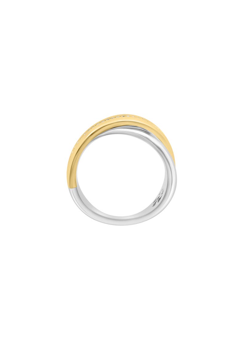 14K Gold Plated Sterling Silver Diamond Crisscrossing Band Ring, Alternate, color, TWO TONE