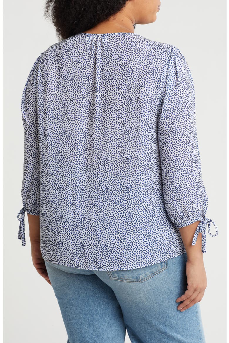 Dot V-Neck Long Sleeve Top, Alternate, color, BLUE