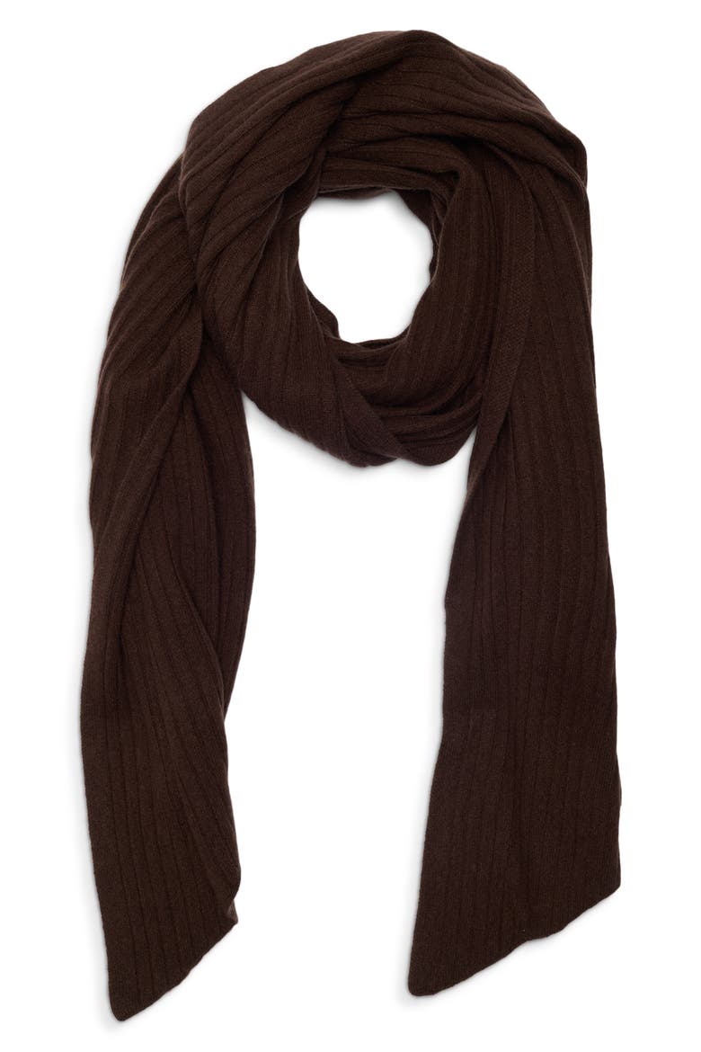 Rib Cashmere Travel Wrap, Alternate, color, BROWN BITTER