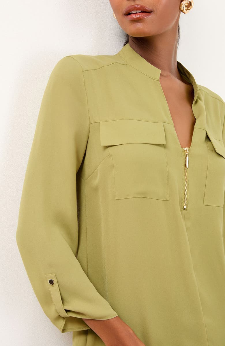 Lipsy Half-Zip Shirt, Alternate, color, Green