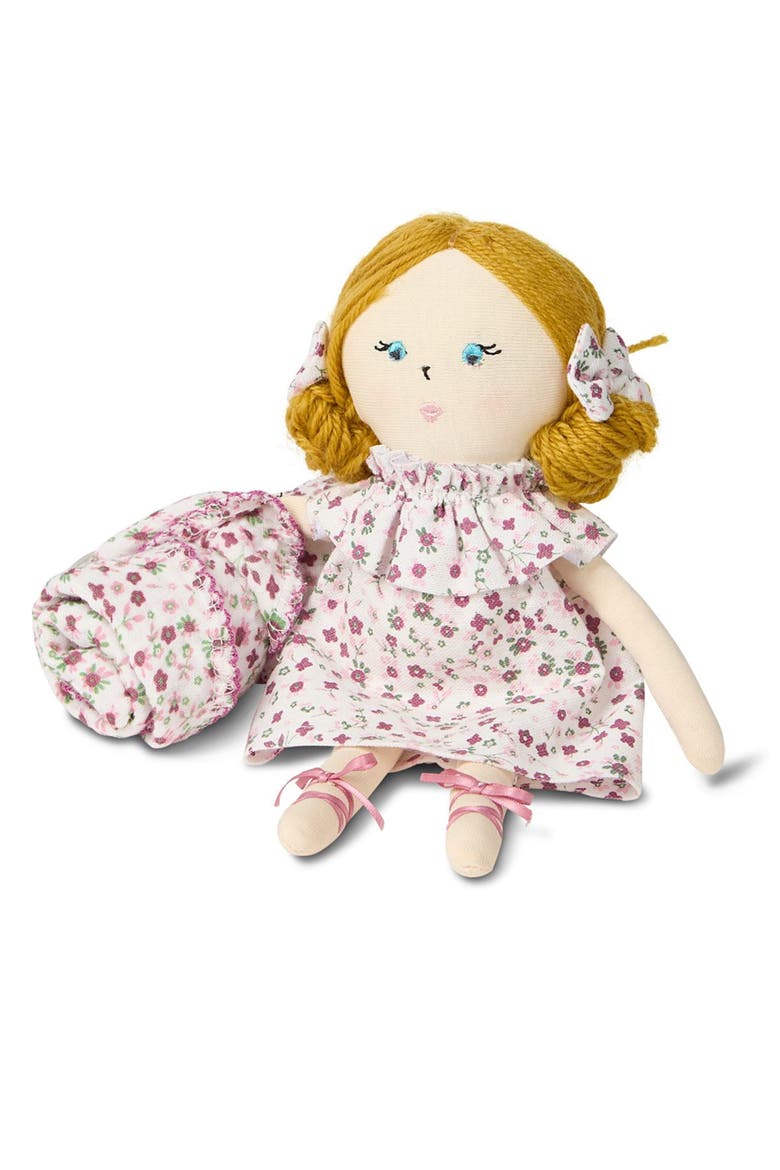 2 Piece "Luna" Mini Rag Doll and Security Blanket Set, Main, color, Winter White