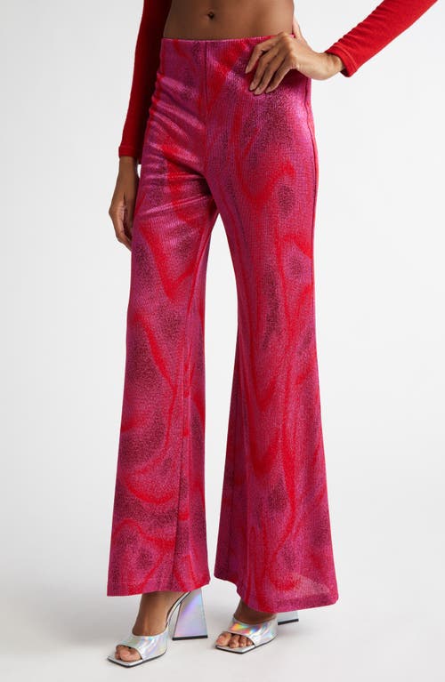 Maccapani The Easy Metallic Flare Pants In Red