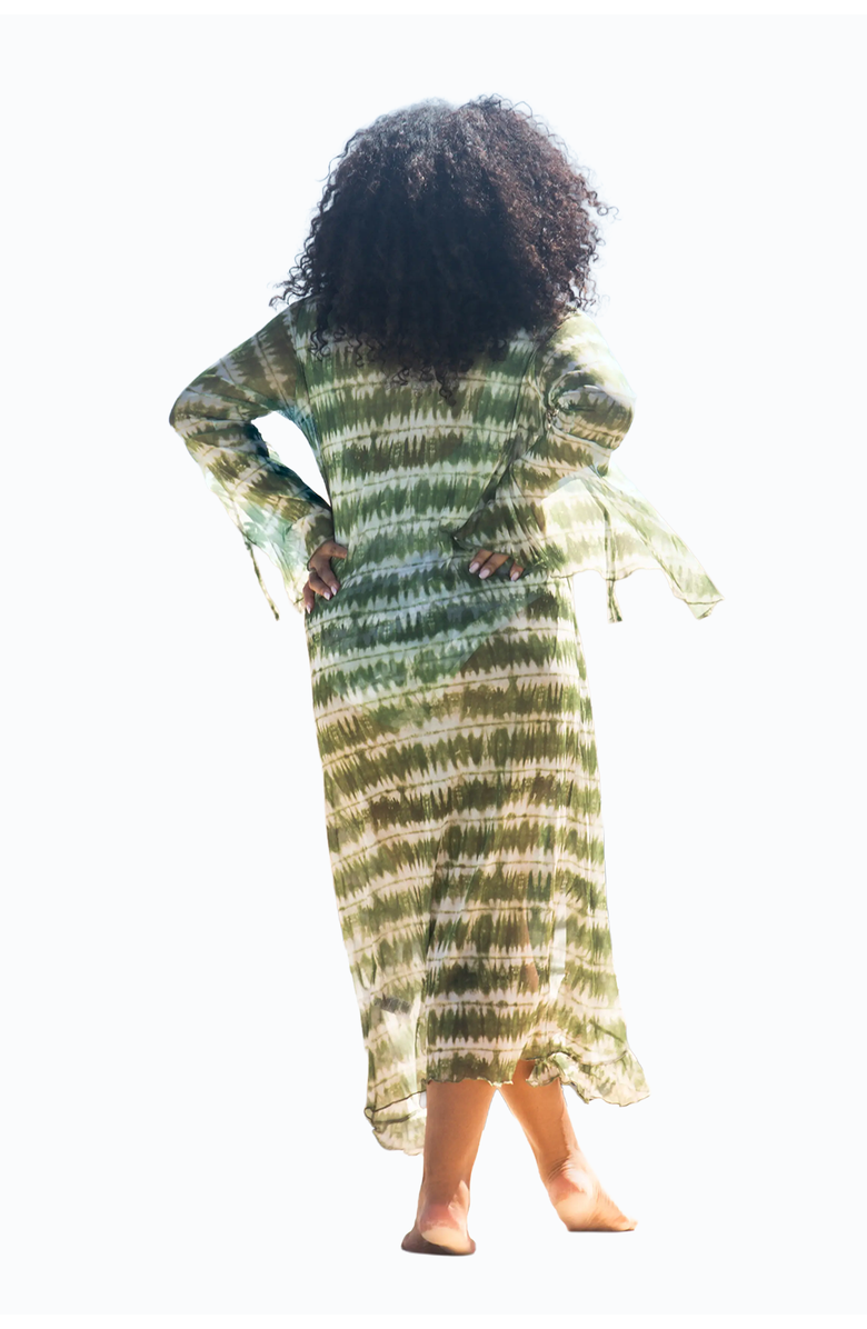 FASHION-SZN CURVE Curve Tie Dye Ruffle Resort Kaftan, Alternate, color, Green