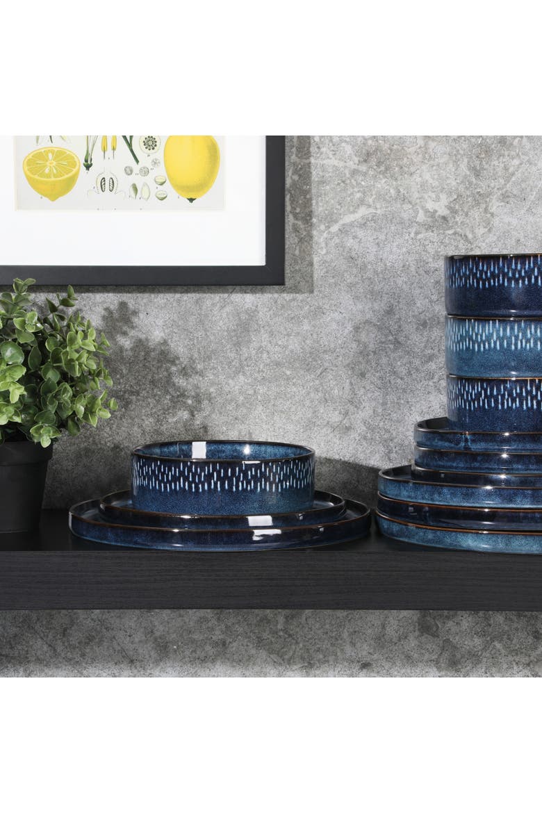 Matisse Moderna Stoneware Reactive Glaze Dinnerware Set - Cobalt, Alternate, color, Blue