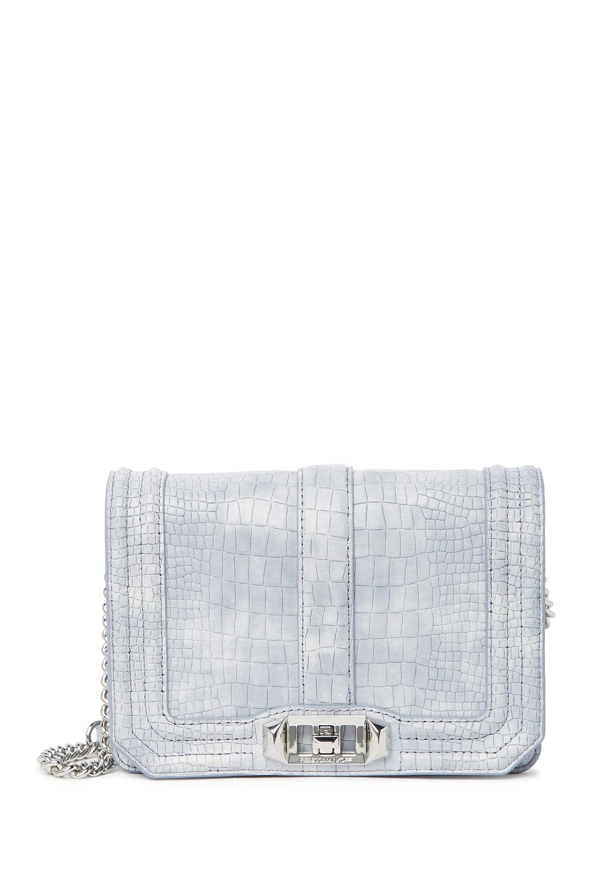 Rebecca Minkoff Small Love Croc Embossed Leather Crossbody Bag, Alternate, color, 