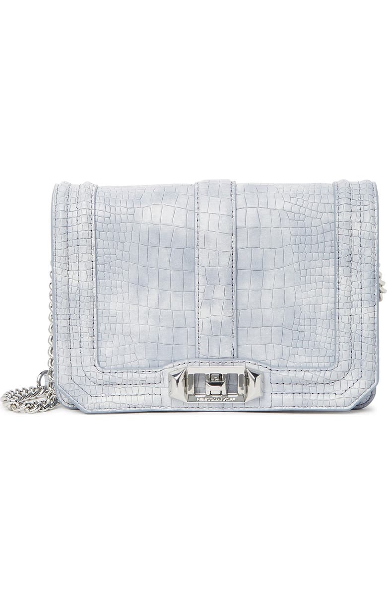 Rebecca Minkoff Small Love Croc Embossed Leather Crossbody Bag, Alternate, color,