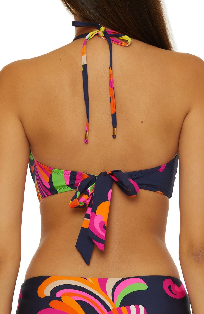 Trina Turk Poolside Halter Bikini Top, Alternate, color, Navy/ Multi