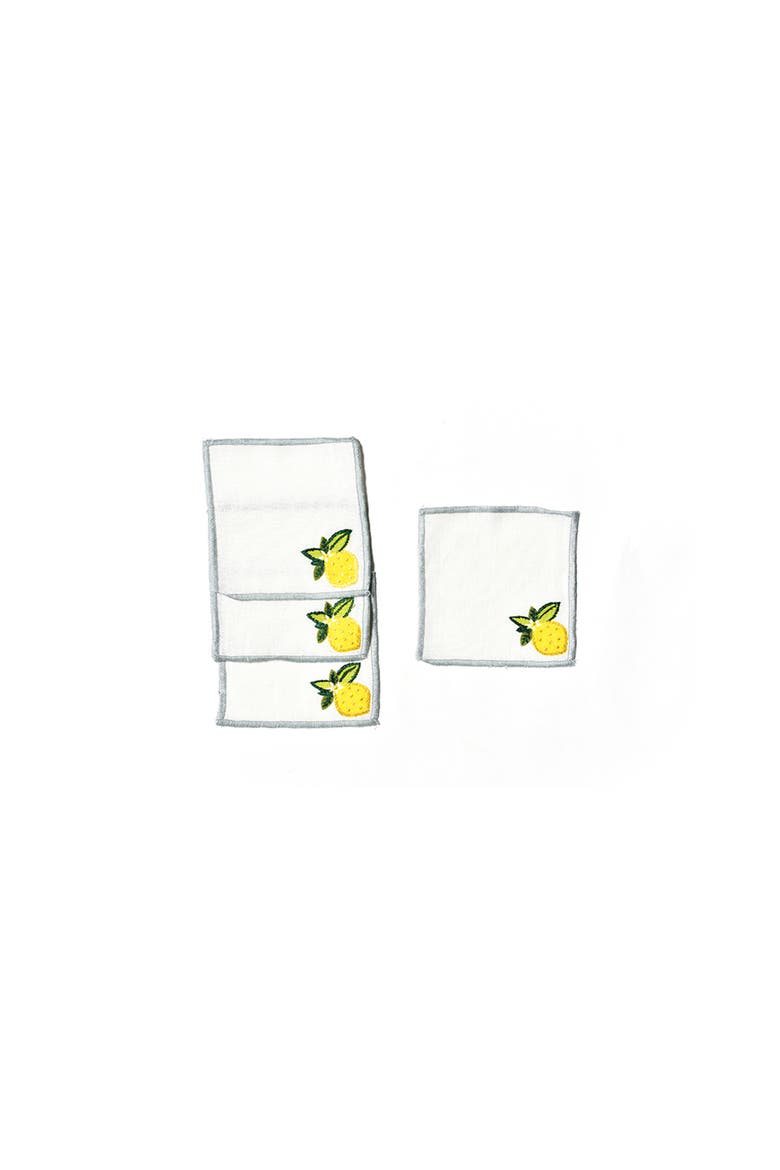 Lemon Cocktail Napkins Set of 4, Main, color, Yellow