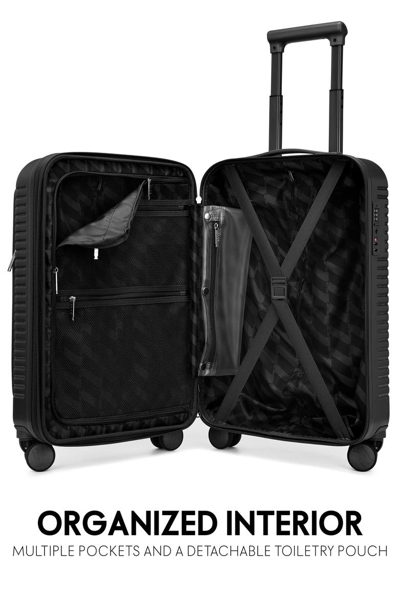 Escape Expandable Carry On Suitcase with Front Laptop Pocket, Alternate, color, Black