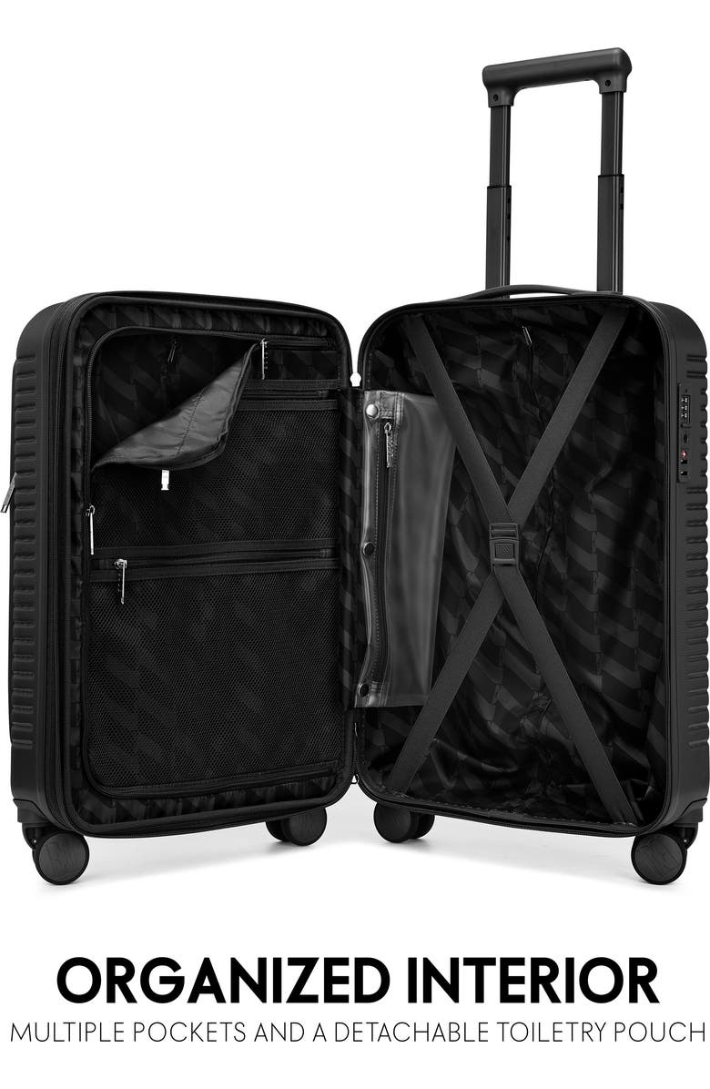 ELLE Escape Expandable Carry On Suitcase with Front Laptop Pocket, Alternate, color, Black