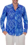 RANEES Paisley Linen Blend Button-Up Shirt