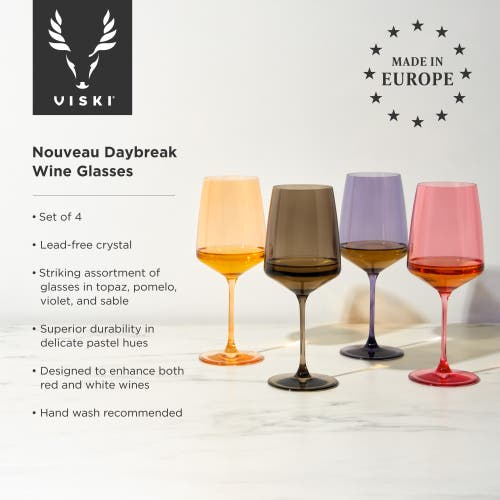 Viski Reserve Nouveau Crystal Wine Glasses Set Of 4 In Multi
